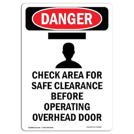 Safety Sign, OSHA Danger, 18" Height, Aluminum, Check Area For Safe, Portrait